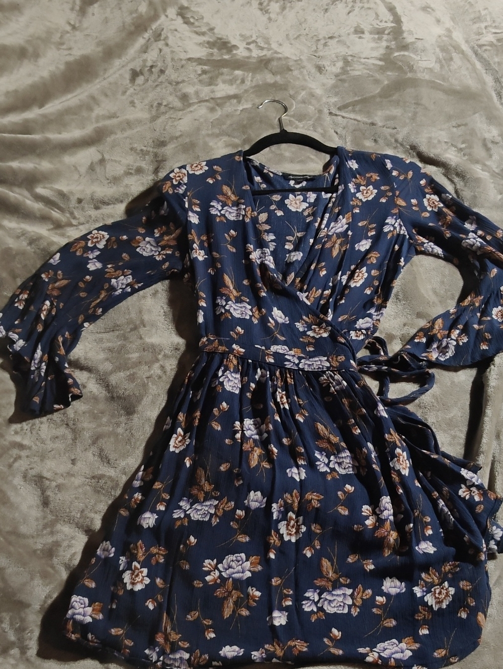 American Eagle Outfitters Navy Blue Floral Wrap Dress